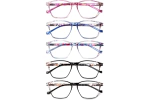 JOSCHOO Ladies Reading Glasses Blue Light Blocking Spring Hinge Fashion Pattern Print Eyeglasses for Women Men