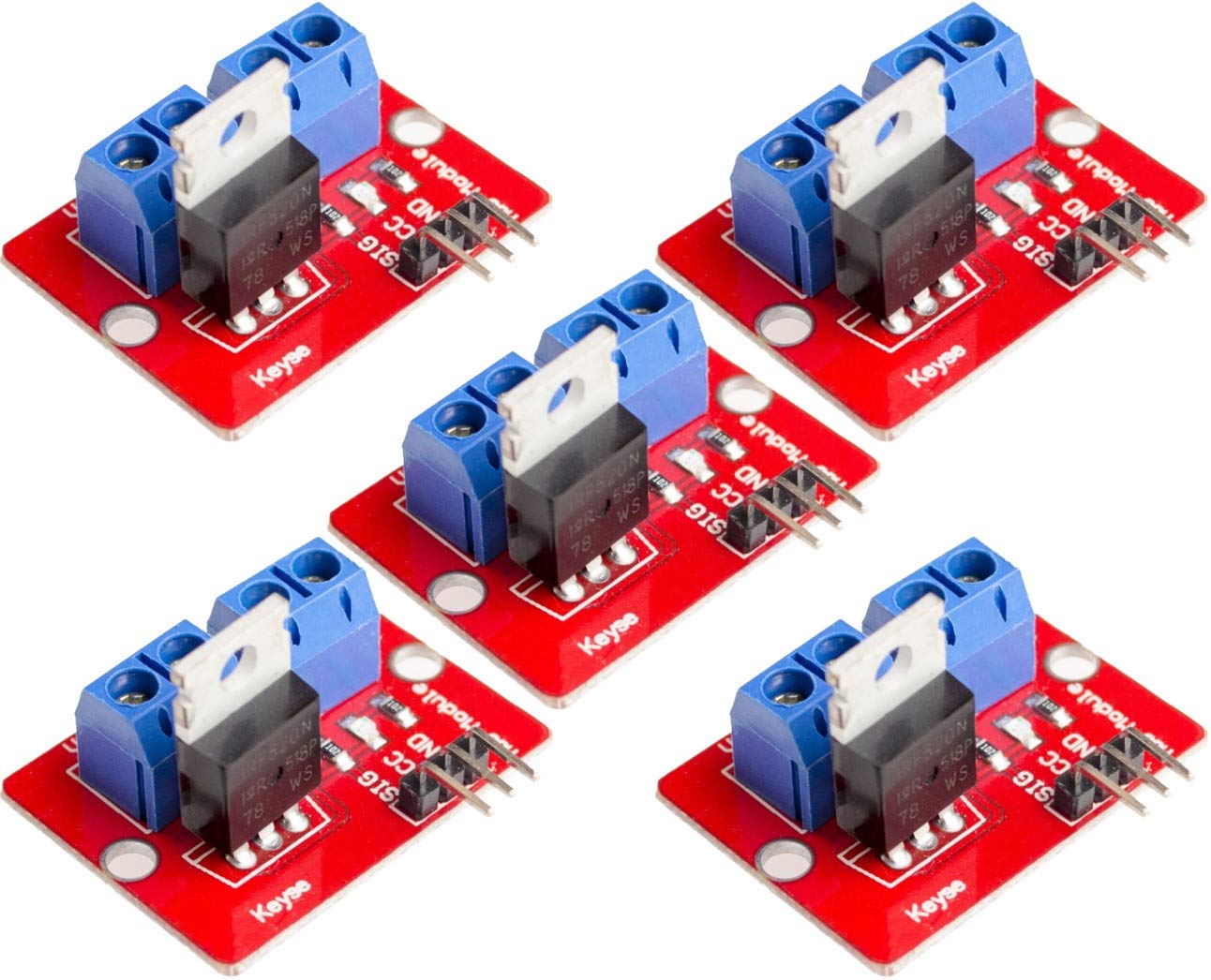 TECNOIOT 5pcs TOP MOSFET Button IRF520 MOSFET Driver Module for Arduino ARM Raspberry pi