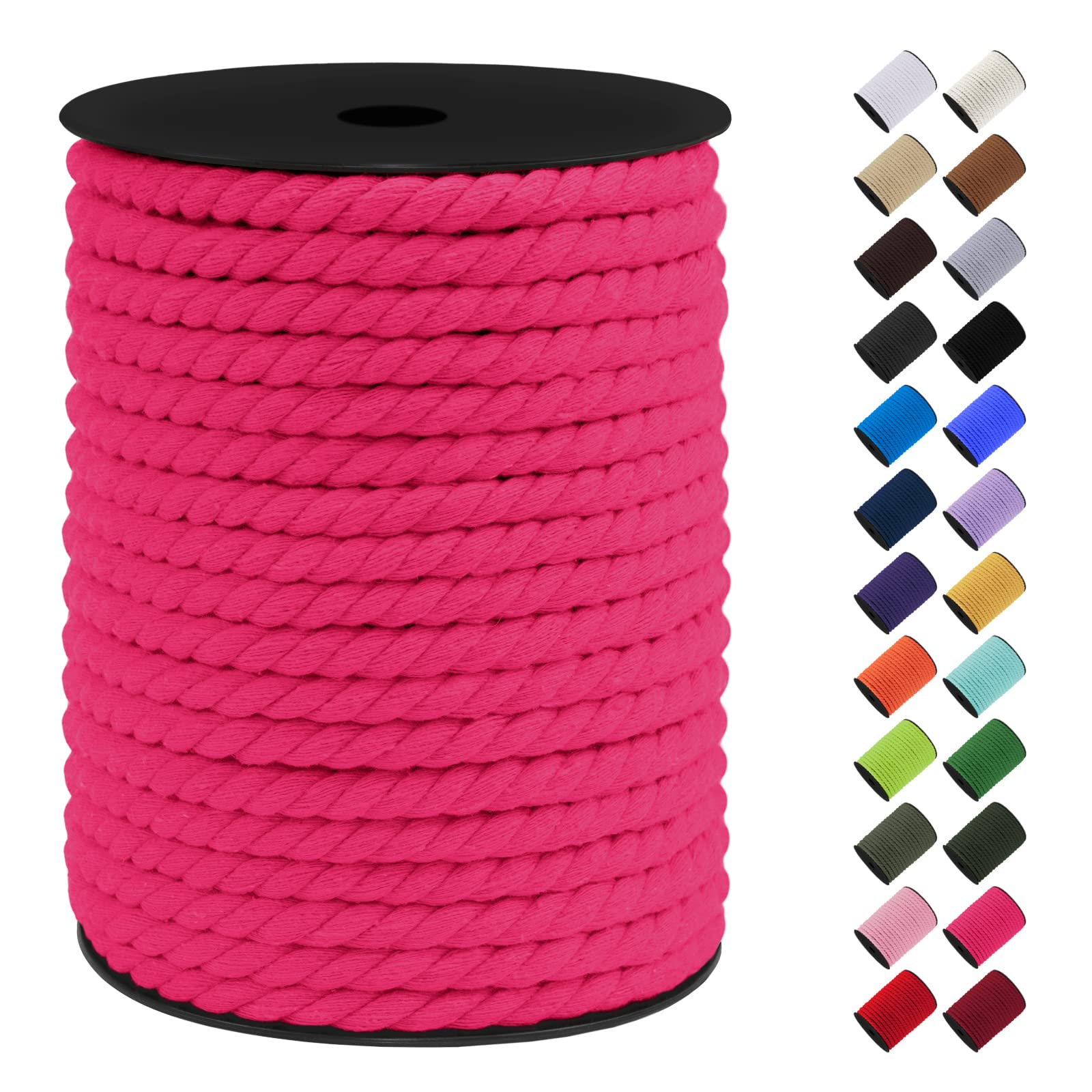 LEREATI 8mm Macrame Cord, 131 Feet Thick Macrame Rope Yarn Natural Cotton Cord Macrame String, Soft Craft Rope for Wall Hanging, Plant Hangers, Garden, DIY Crafting Decoration (Rose Red)