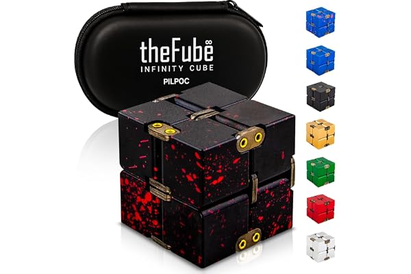 PILPOC theFube Infinity Cube Fidget Desk Toy - Premium Quality Aluminum Infinite Magic Cube with Exclusive Case, Sturdy, Heav