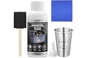JAOJAO Marking Spray, Professional Marking Liquid Enhanced Engraving High Adhesion Water Based Safe Low Odor Fast Drying for Metal, Glass and Plastic Surface Engraving Pretreatment 150ml