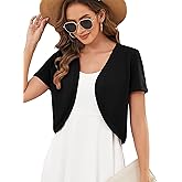 Heymoments Women's Short Sleeve Bolero Shrugs Lightweight V-Neck Open Front Cropped Cardigan (S-2XL)