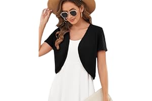Moodclo Short Sleeve Bolero Shrug Open Front Cropped Cardigan Lightweight Knit V-Neck Soft Comfy 2026