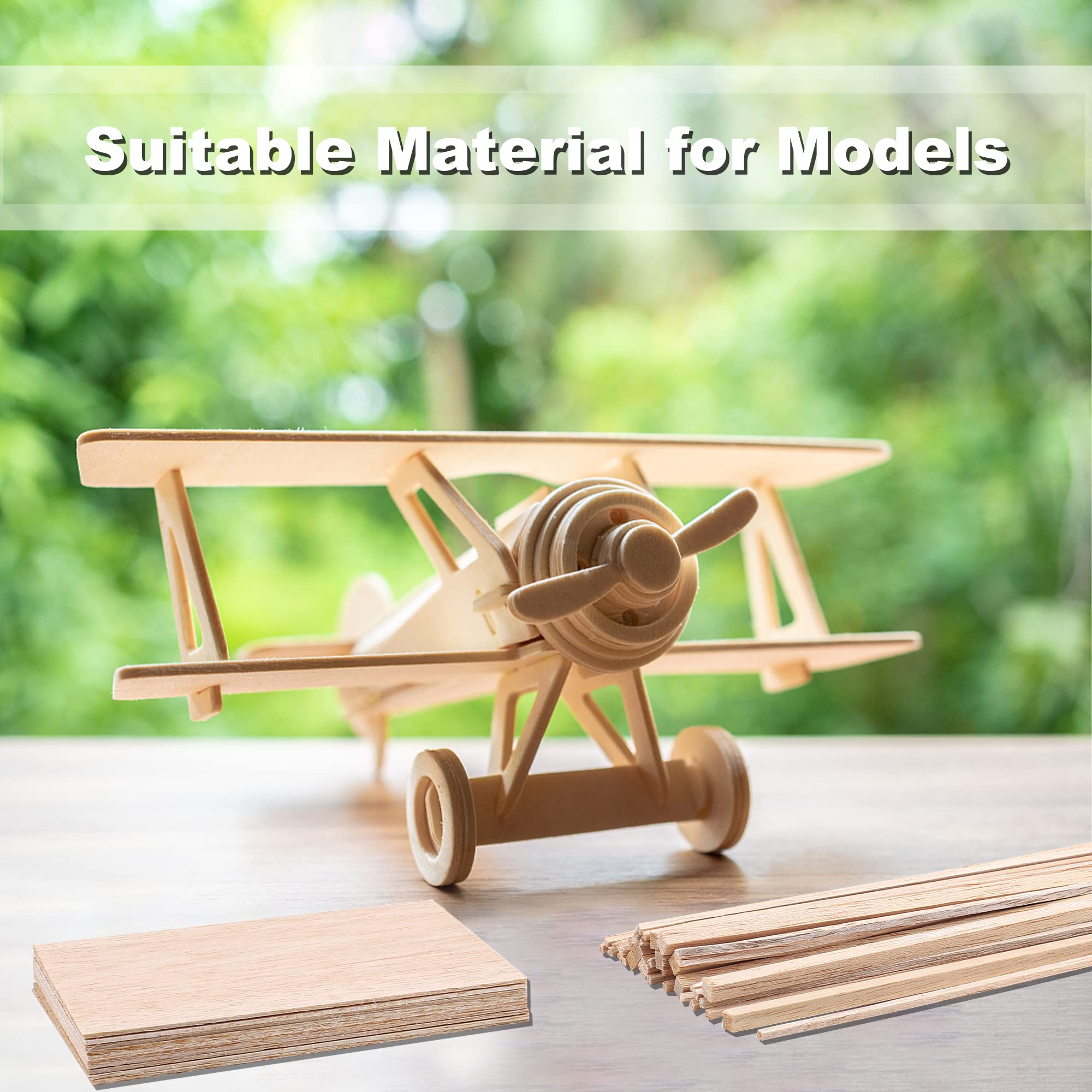 150 Pieces Balsa Wood Sticks Hardwood Square Wooden Craft Dowel Rods Unfinished Balsa Wood Sheets 12