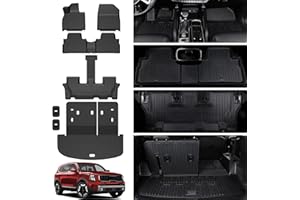 HOUCLEMIC Floor Mats for 2020-2025 Kia Telluride 7/8 Passenger, All Weather TPE Rear Cargo Liner with Backrest Mat Interior Protection for 2025 Kia Telluride EX SX Accessories