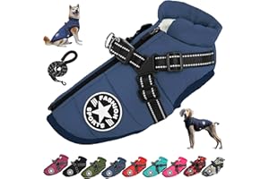 2026 New Dog Winter Coat, 3 in 1 Dog Jacket with Harness, Waterproof Windproof Snow Jacket with Zipper and Reflective Strips,