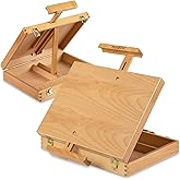 MEEDEN Tabletop Easel for Painting, Art Sketchbox Easel Holds Canvas up to 28'' Max, Adjustable Beechwood Artist Easel Pochade Box for Drawing and Sketching