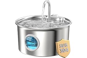 Cat Water Fountain Stainless Steel: Cat Fountain for Drinking - 2.6L Pet Water Fountain Indoor Cats - Quiet Pets Waterer - Ca