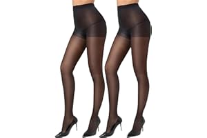 CozyWow 40D Sheer Tights for Women, Durable Control Top Pantyhose, High Waist Stockings with Reinforced Toe