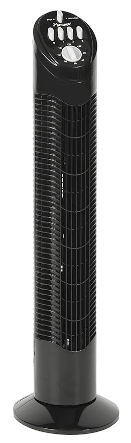 Bestron AFT760Z Säulenventilator 75cm Höhe mit Timer und Schwenkfunktion, Schwarz