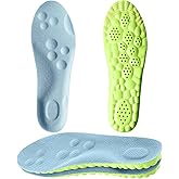 ENLOPQ 4D Cloud-Like Comfort Soles for Men - Soft Memory Foam Cushioning Insoles - Trim to Fit Steppers Insoles with Arch Support for Foot Pain Relief and Fatigue Reduction(US M 7.5-10.5)