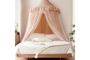 Avrsol Kids Bed Canopy - Princess Girls Fairy Dream Tent, Nursery Room for Crib Children Reading Nook Baby Crib Hanging Curtain Mosquito Net with String Lights, 40''x108''