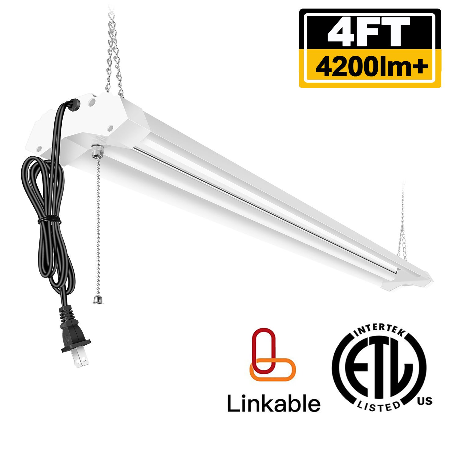 AntLux Linkable 4FT LED Shop Lights for Garage, 40W 4800LM, 5000K, 4