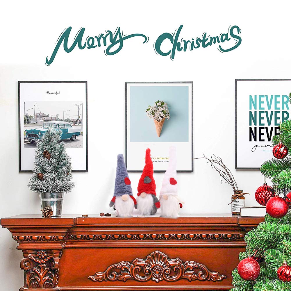 FuturePlusX Swedish Santa Gnome Plush, 3PCS Handmade Scandinavian Tomte Santa Scandinavian Gnome Plush Heart for Christmas Santa Decoration Table Decor