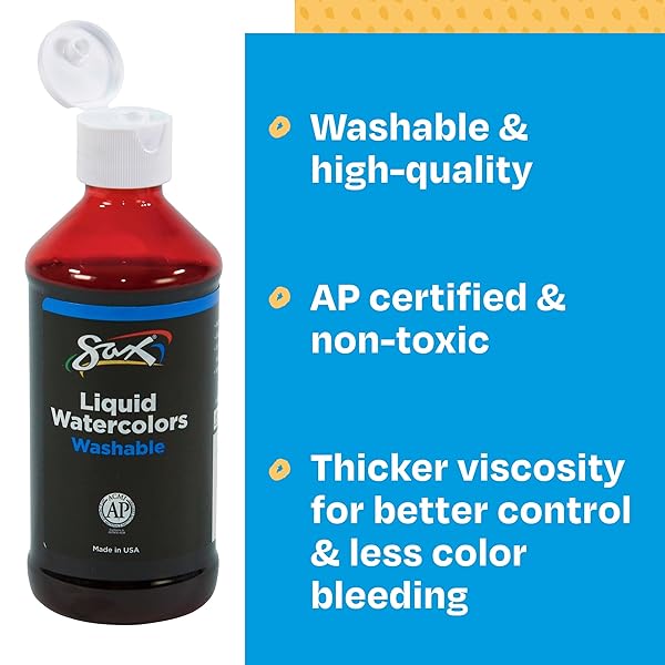 SAX 404581 TRUE COLOR CONCENTRATED WASHABLE LIQUID WATERCOLOR – 8 OUNCES – RED