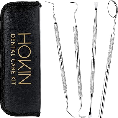 HOKIN Plaque Remover Dental Care Kit 4 Pcs Stainless Steel Tools