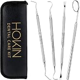 Dental Tools HOKIN Plaque Remover Teeth Cleaning Tool 4 Pcs Dental Care Kit Tooth Filling Repair Set Stainless Steel Dental Tools for Men Women Kids and Pet Care