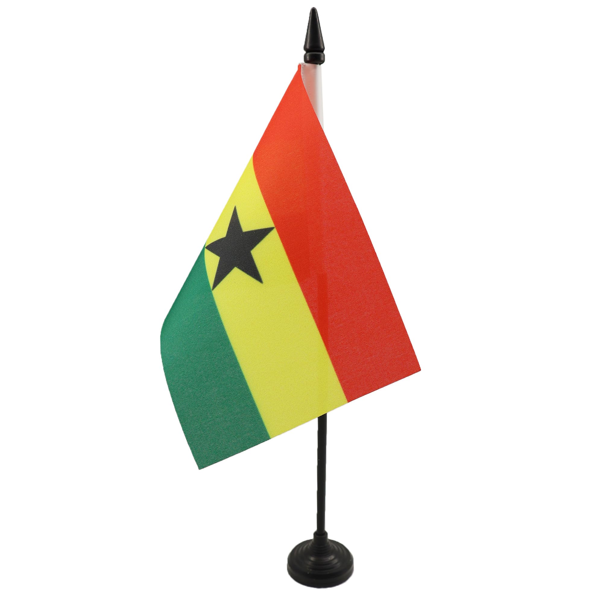 AZ FLAG - Ghana Table Flag 4'' x 6'' - Ghanaian Office Mini Banner 100% Polyester 15 x 10 cm - Mini Desk Flag with 10'' Pole and Black Plastic Base — image 1