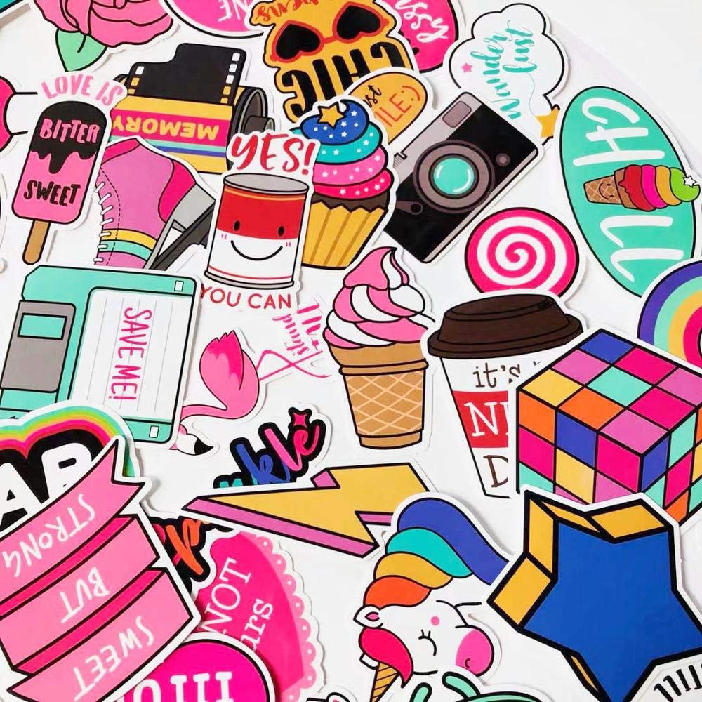 Mizzuco Vinyl Stickers Waterproof Graffiti Stickers 61 Pieces for Teens Girls Laptop Bumper Helmet Ipad Car Luggage Water Bottle (KA155)