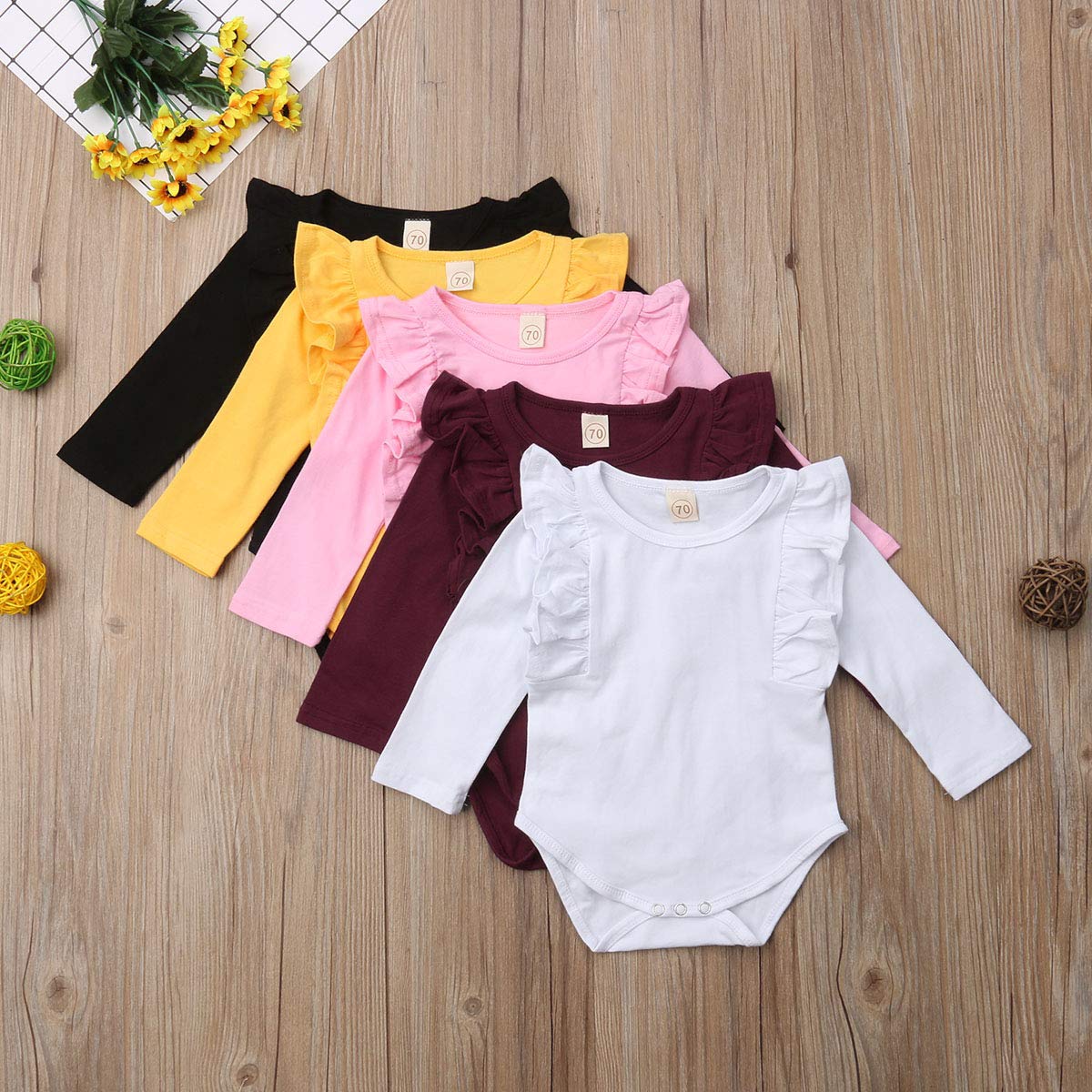 Bodys Et Combinaisons Ma Baby Body A Manches Longues Pour Bebe Fille Avec Volants 5 Couleurs Unies 0 24 Mois Bebe Puericulture Lemoncitylive Com