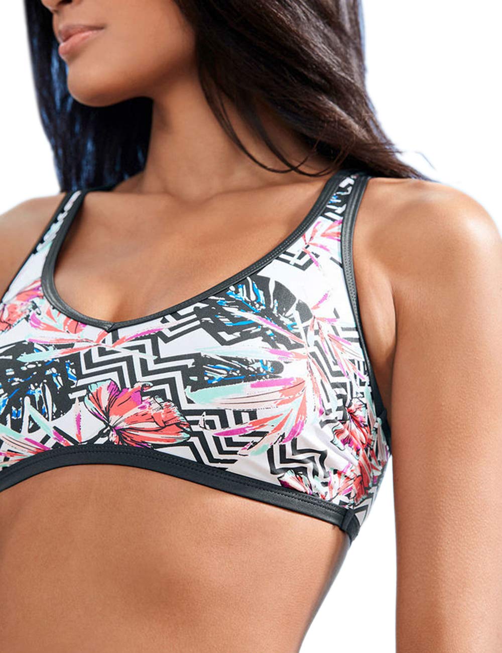 Womens Sport Two Piece Swimsuits Racerback Tops Boyshort Bottom