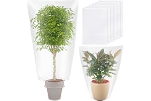 Perthlin 6 Pcs Winter Plant Covers Freeze Protection Small Plastic Clear Film Cover Shelter Bags Waterproof Frost Cloth for Outdoor Plants Greenhouse Garden Rain Frost Protection(27.6 x 43.3 Inch)