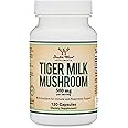 Double Wood Supplements Tigers Milk Mushroom Supplement (Lignosus Fungi) 500mg per Serving, 120 Capsules (Antioxidant for Respiratory and Lung Health Support) Vegan Safe, Non-GMO