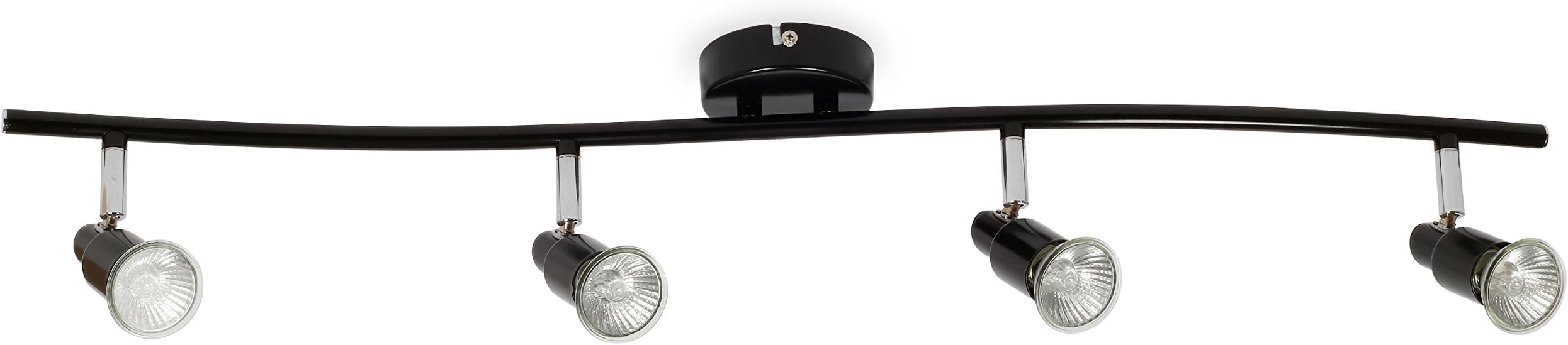 ROMKE Modren 4 Way Ceiling Lights Black GU10 Ceiling Spotlight Adjustable Curced Spotbars Ceiling Kitchen Lights