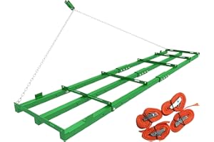 COZIVIE 8ft Heavy Duty Drag Harrow for ATV, UTV, Tractor - Adjustable Tow Behind Leveling Rake with Weight Tray for Driveway Grader, Lawn, Field, Pasture, Food Plot Maintenance​, Green(96 inch)