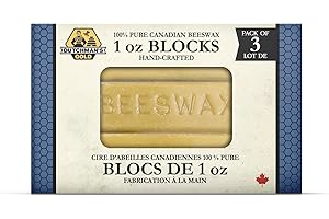 Dutchman’s Gold Canadian Yellow Beeswax Block - Pack of 3 (1 oz Each) - Cosmetic-Grade Natural Beeswax for Candle Making, Soa