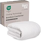 Bamtek 100% Viscose Derived from Bamboo Comforter, Cooling Comforter, Duvet Insert, Breathable, Extra Fluffy, Lightweight Comforters, Queen Size