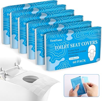 TenFans Toilet Seat Covers 60 Pack XL Flushable Biodegradable Biodegradable
