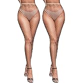 ZINTEDI 2 Pairs Womens Fishnet Stockings High Waist Tights Fishnets Fishnet Tights for Women