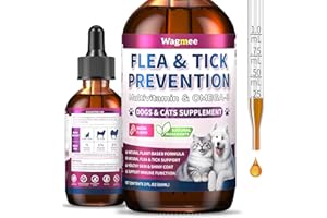 WAGMEE Flea & Tick Prevention for Dog and Cat, Natural Oral Flea & Tick Support Drops with Multivitamin Omega-3 for Pets - Supports Healthy Skin & Coat - Flea Herbal Drops All Breeds and Sizes - Bacon