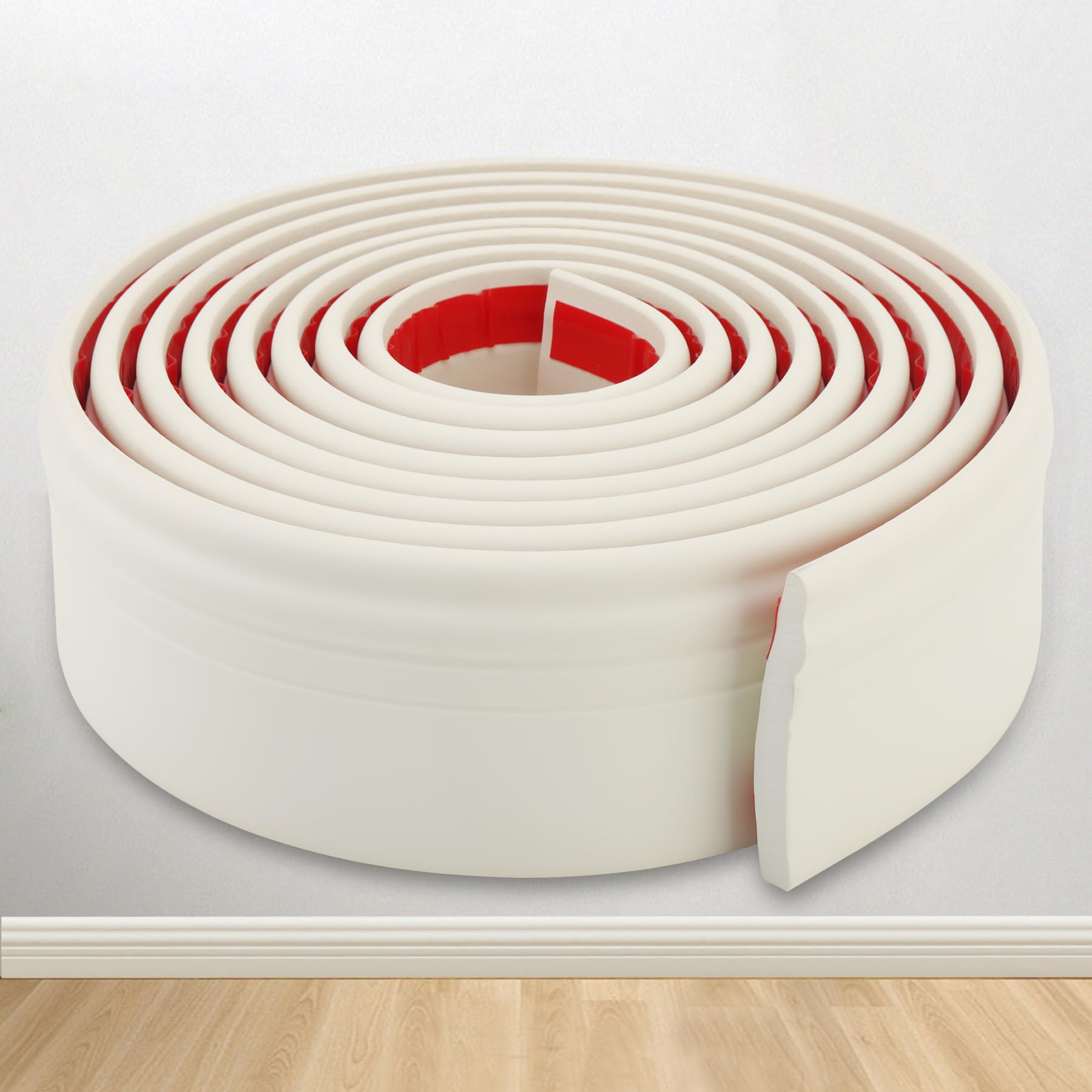 Photo 1 of Coengwui Peel and Stick Hardened Baseboard Trim, Flexible Chair Rail Molding, Caulk and Trim Strips for Floor Wall Base Cove, 16.4ft x 3.9in