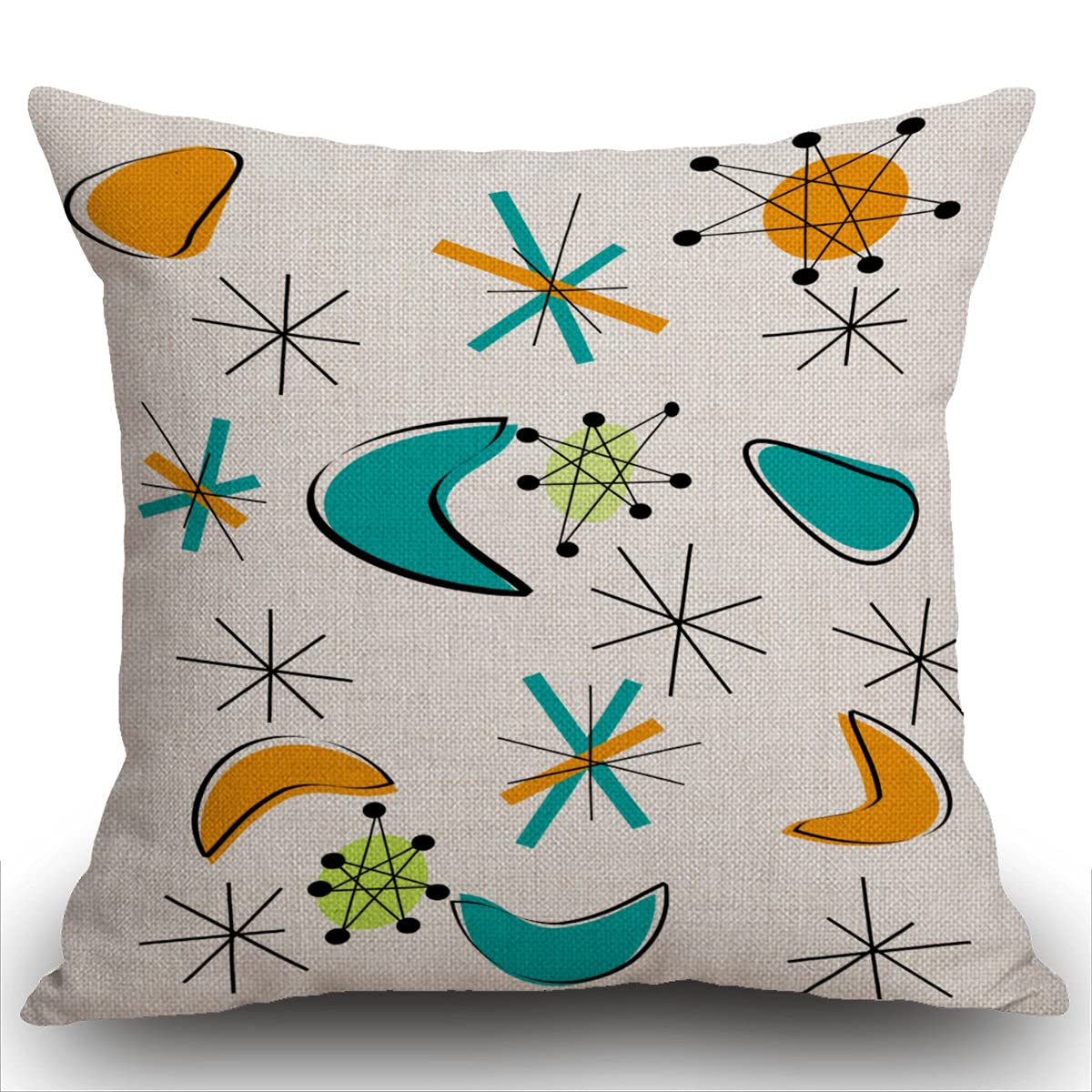 Smooffly Decorative Cushion Cover for Couch Sofa,Retro Eames Atomic Era Inspired Design Mid Century Modern Home Decor Pillow Case 18x18 Inch 45 x 45 cm