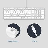 B.FRIENDIT KB1430-SVWH-FR Membrane USB Keyboard 104 Keys AZERTY French Layout view 3