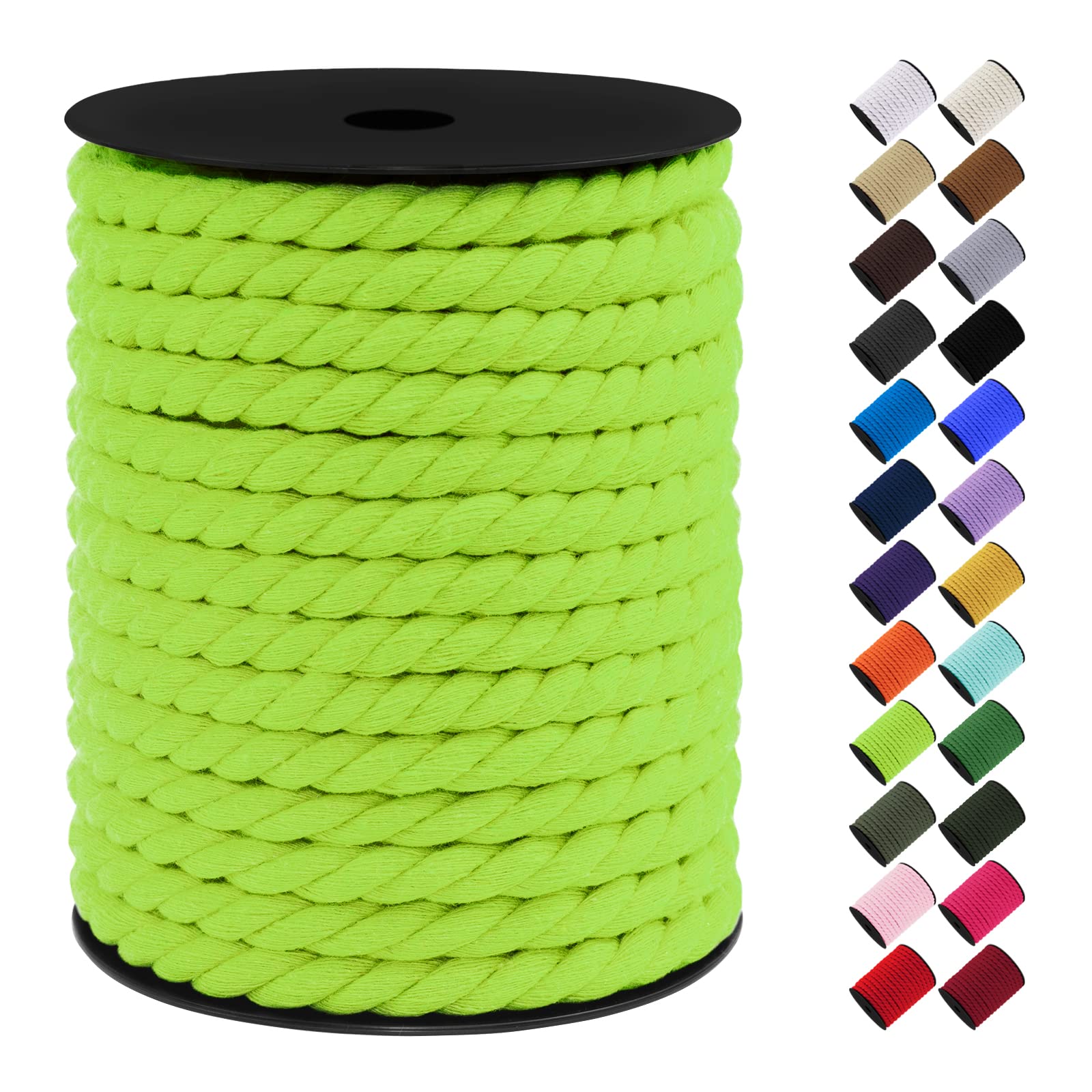LEREATI 10mm Macrame Cord, 75 Feet Thick Macrame Rope Yarn Natural Cotton Cord Macrame String, Soft Craft Rope for Wall Hanging, Plant Hangers, Garden, DIY Crafting Decoration (Fruit Green)