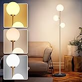 Soilsiu 3 Globe Floor Lamp - Mid Century Modern Standing Light with 3 Color Temperatures, LED Bulbs, Frosted Glass Shades for