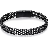 LUCKY2+7 Bracelets for Men-Stainless Steel Magnetic Clasp Franco Chain Mens Bracelet