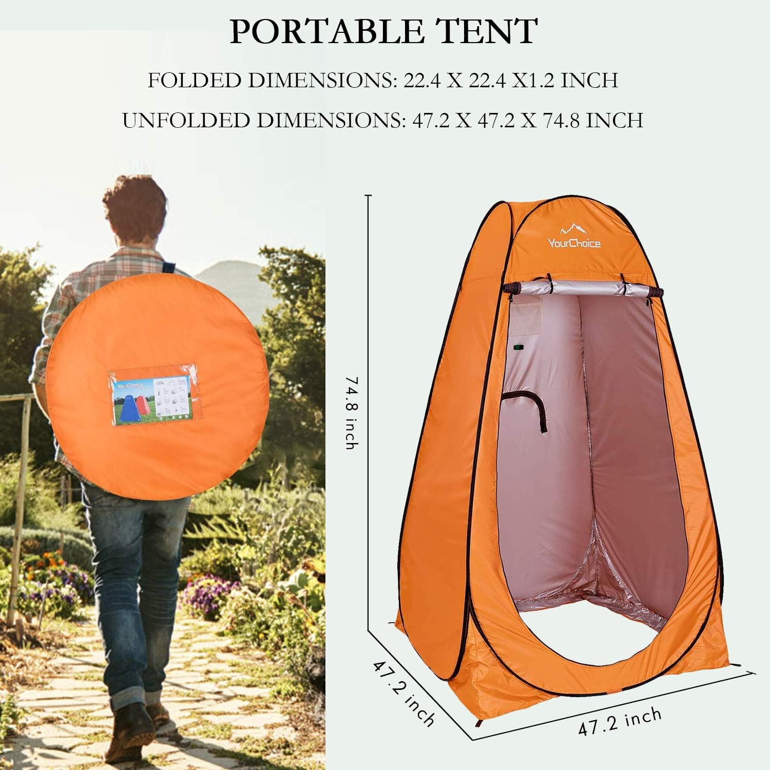 Your Choice Pop Up Camping Shower Tent, Portable Changing Room Camp Shower Toilet Privacy shelter Tents for Outdoor and Indoor, 6.2FT Tall - Color Orange: Sports & Outdoors