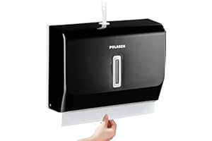 POLASEN Commercial Paper Towel Dispenser Wall Mount Black Pearl with Key Suitable for Length 10” C Fold Z Folded Tri Fold Hand Towels for Public Toilet Bathroom Restroom