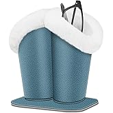 Fintie Plush Lined Double Eyeglasses Holder with Magnetic Base, Glasses Stand Case Organizer for Desk, Nightstand, Office, Ocean Blue