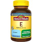Nature Made Vitamin E 180 mg (400 IU) dl-Alpha, Dietary Supplement for Antioxidant and Skin Support, 180 Softgels, 180 Day Supply