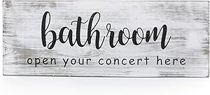 SHYi Bathroom Open Your Concert Here-Decorative Sign Wall Decor - Funny Rustic Farmhouse Decoration Housewarming Gifts - 15x5 Inches