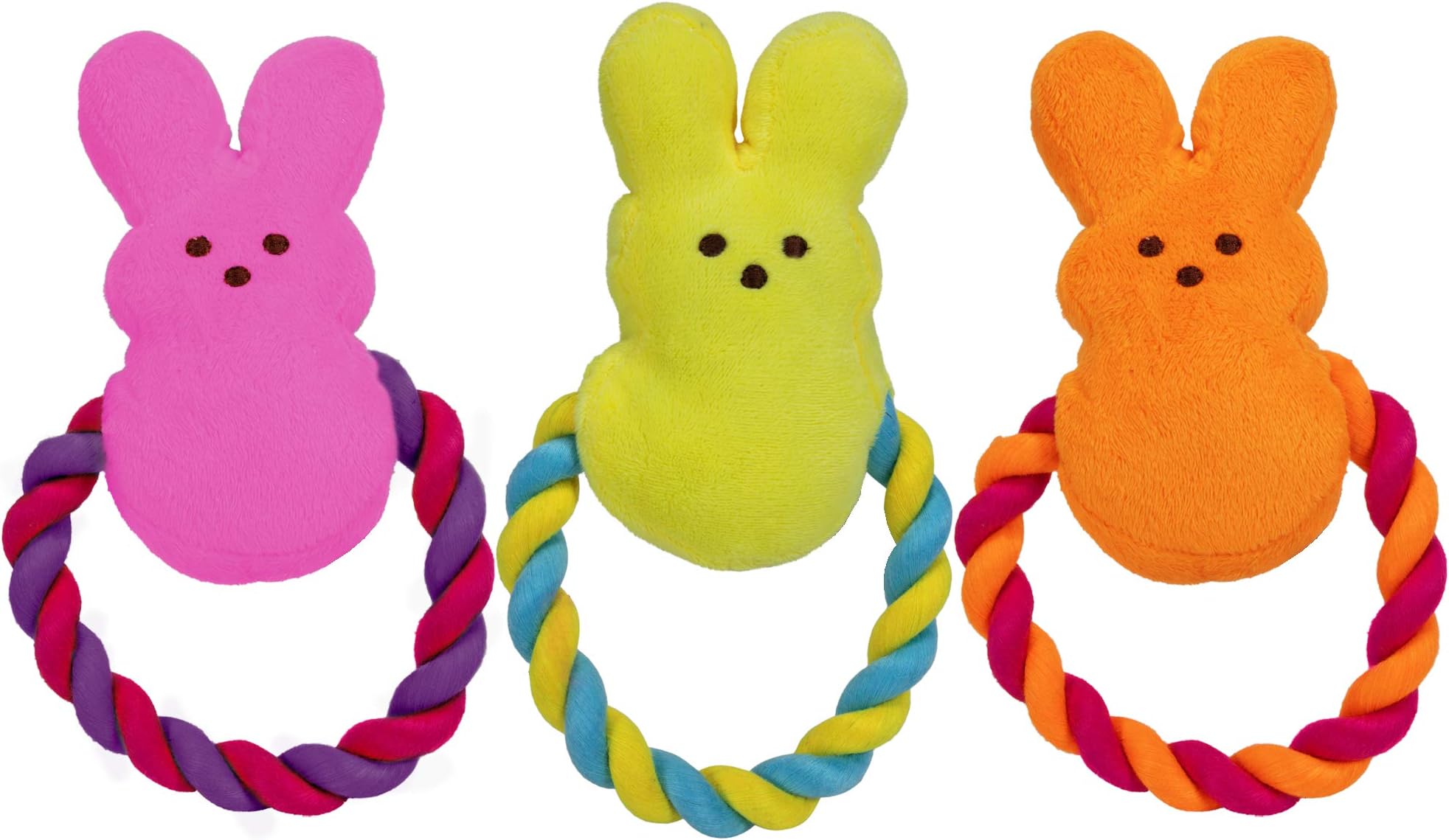 Peeps for Pets Plush Bunny and Chick Rope Pull Toys for Dogs | Easter Toys for Dogs Provide Your Dog With Hours of Fun | Squeak Toys for All Adult Dogs
