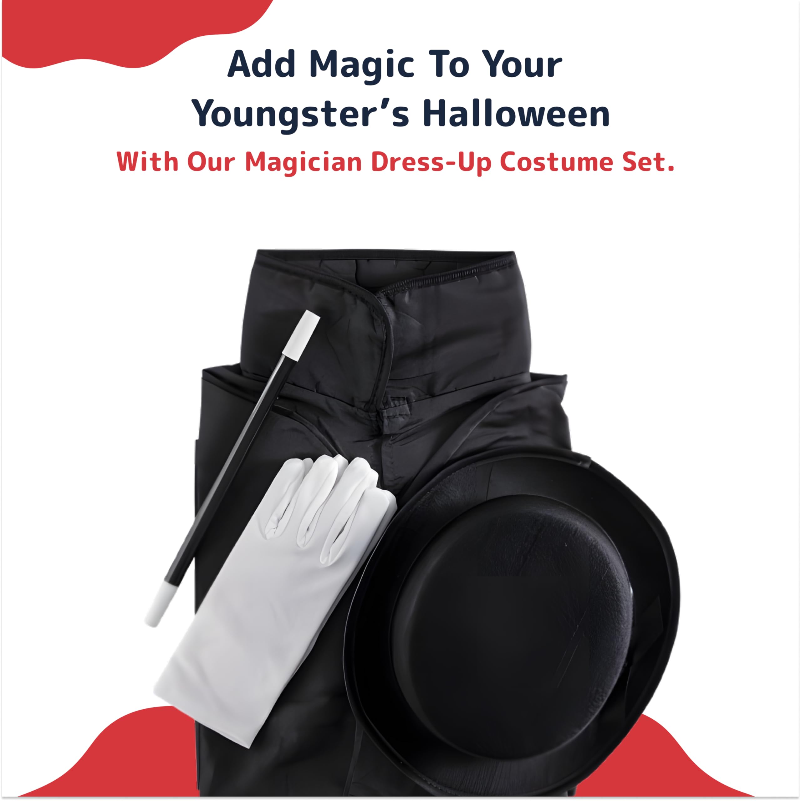 PREXTEX Kids Magician Costume Kids Toy Kit Set for Boy and Girls with Top Hat, Cape, Magic Wand, White Gloves for Magic Tricks Show and Halloween Costume | Great for Toddler and 6-12 Year Old Kids