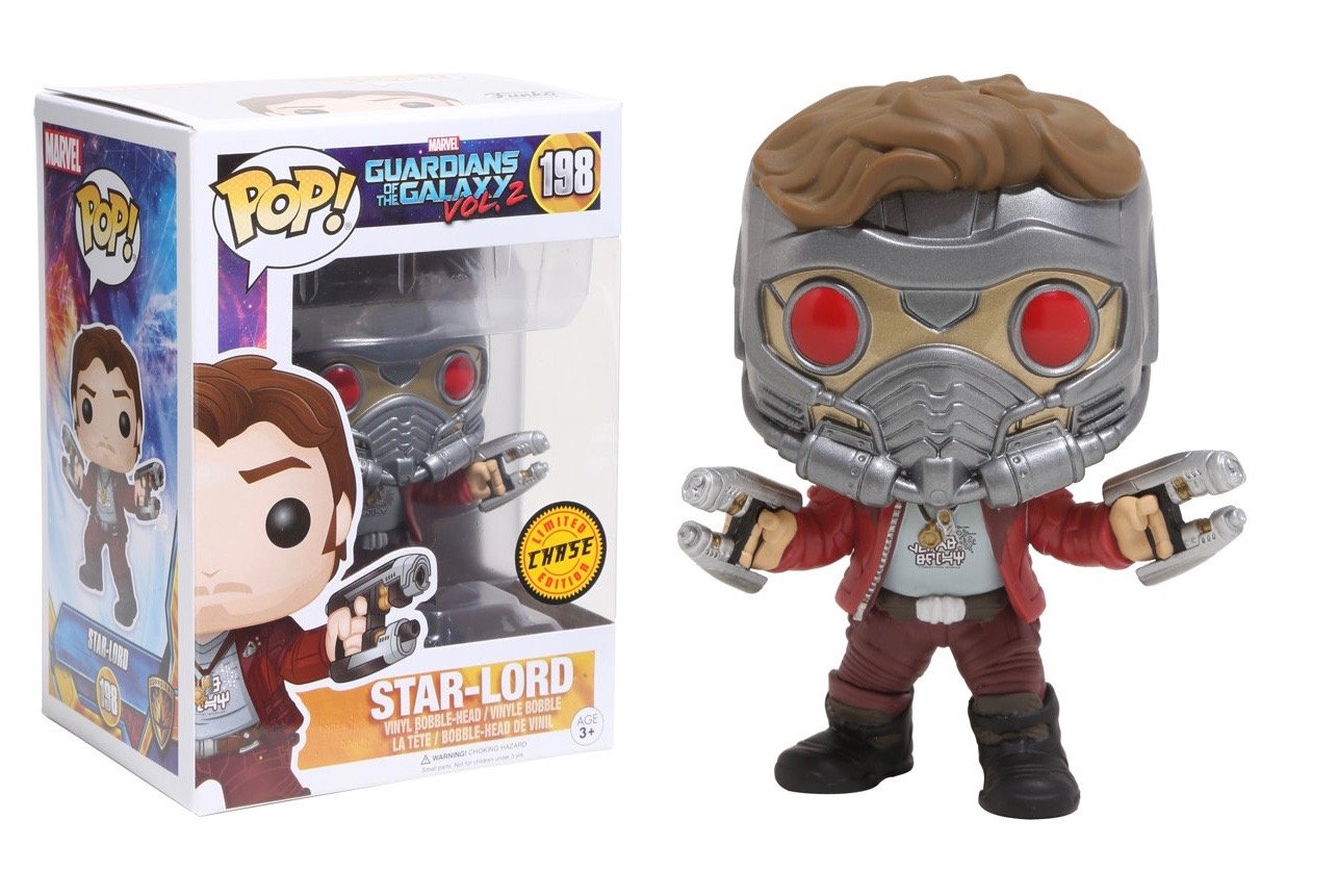 Funko POP! Guardians Of The Galaxy Vol 2: Star-Lord (CHASE) - Stylized Marvel Vinyl Bobble-Head Figure 198 NEW