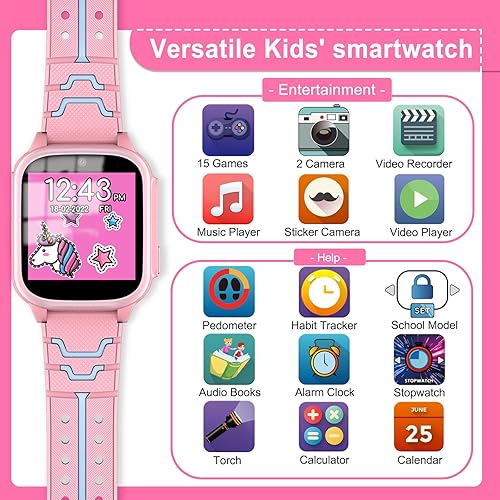 AstraMinds Kids Smart Watches Girls Boys Kids Smartwatch with 15