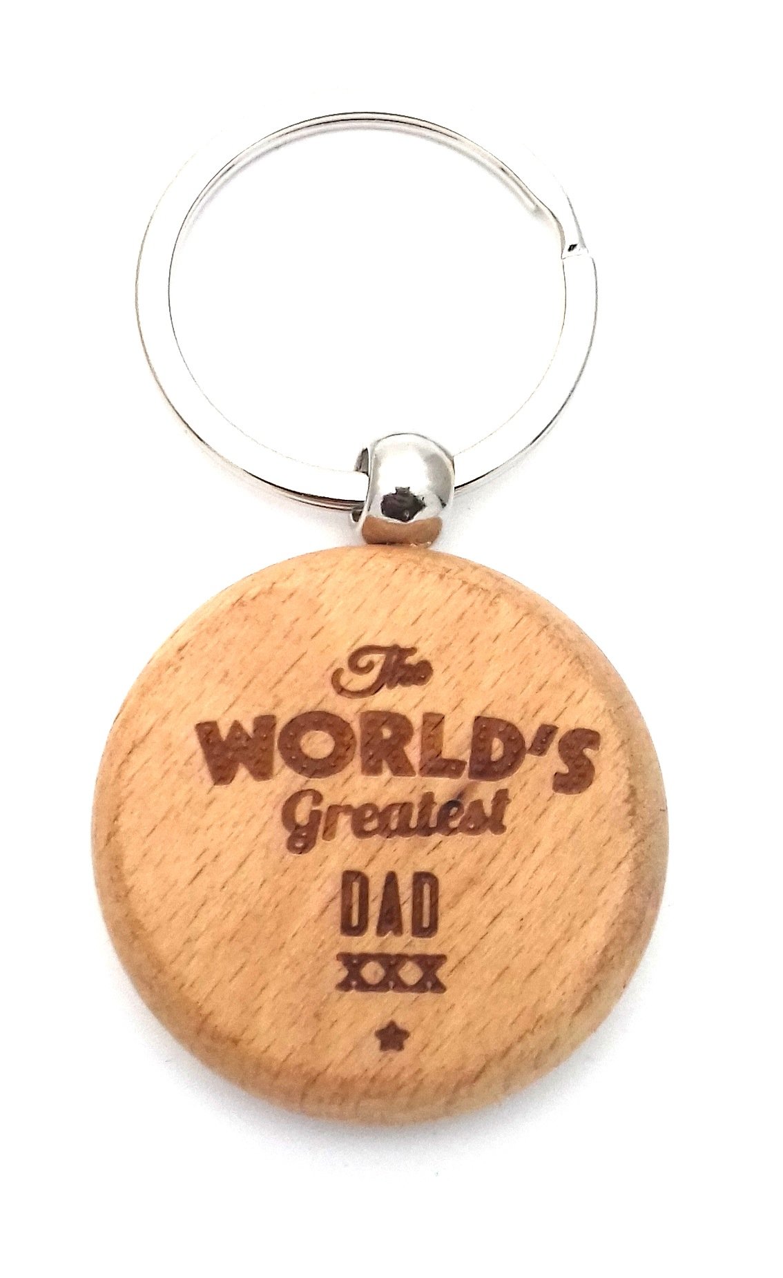 Worlds Greatest DAD Wooden Wood Keyring Key Ring Gifts for Him Birthday Christmas